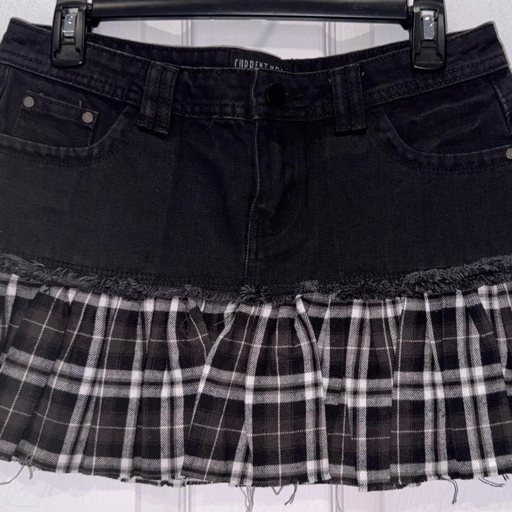 Dolls Kill Black and white plaid mini skirt